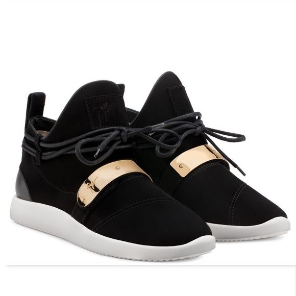 Unworn GIUSEPPE ZANOTTI Logo Black Sneakers 38.5 - Picture 1 of 8